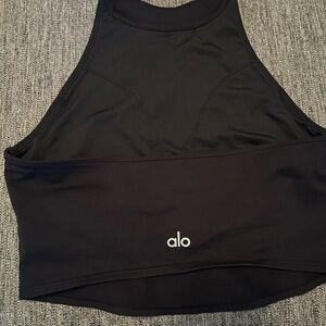 ALO Yoga Black Cropped High-Neck Tank Top
